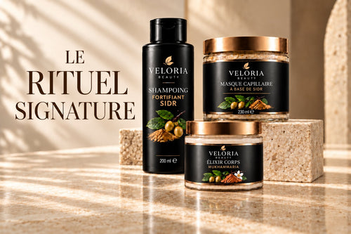 Le Rituel Signature Veloria — trois soins cheveux et corps, lot à 39 €