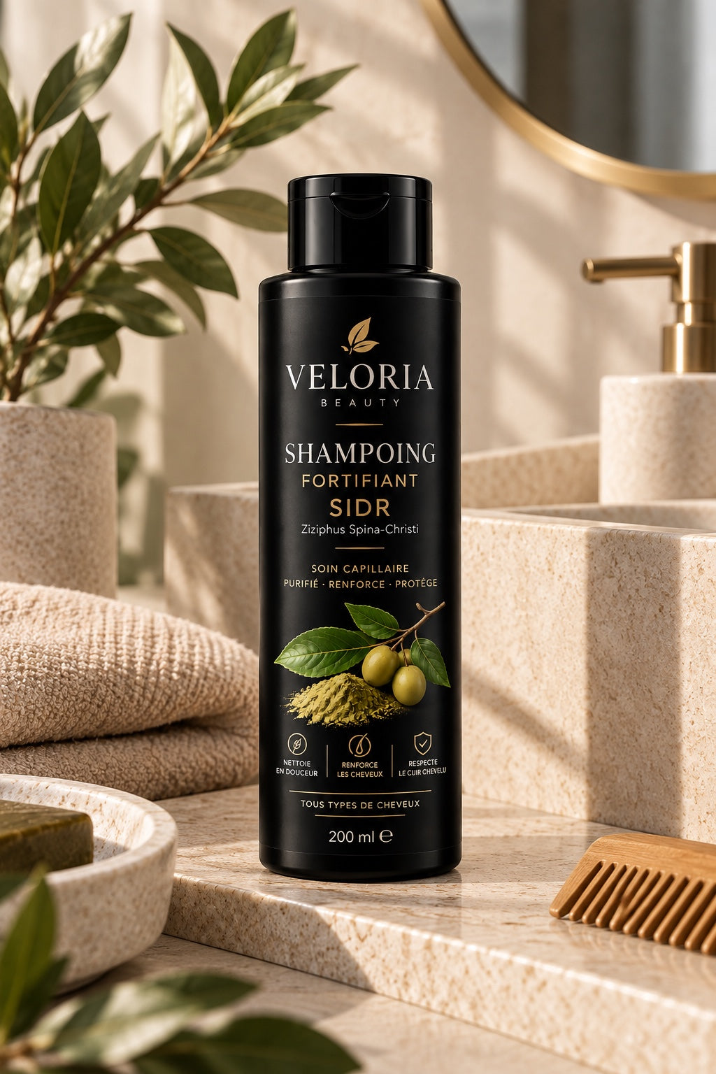 Shampooing Fortifiant au Sidr Veloria Beauty - salle de bain premium